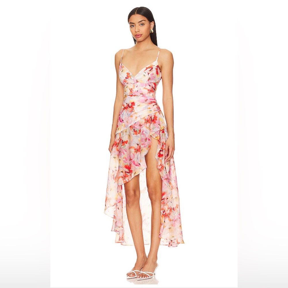 Bardot Pink High Low Spaghetti Strap Dress